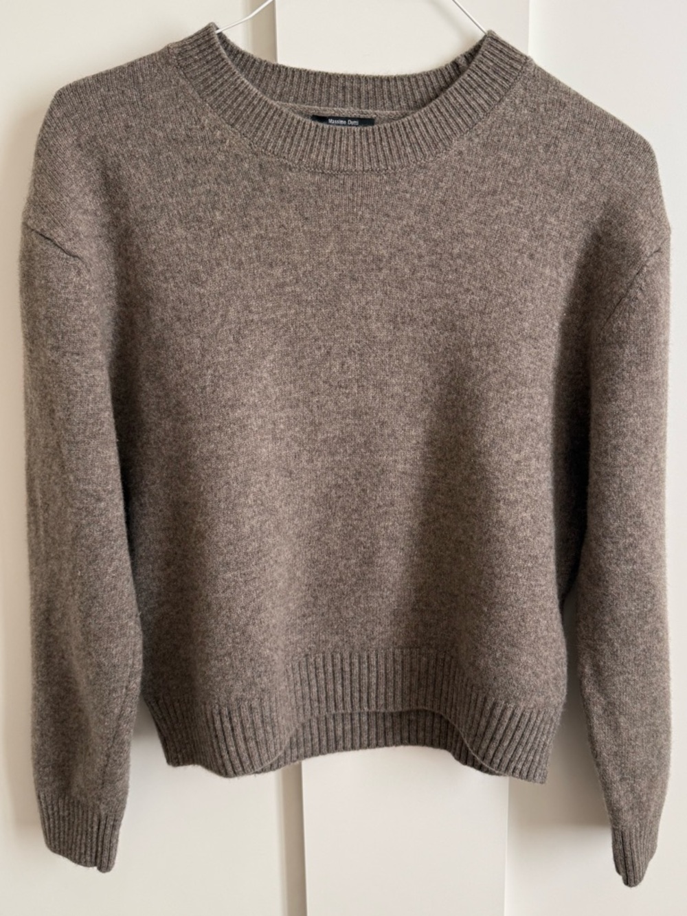 Massimo Dutti Luxury Wool Cashmere Sweater Crewneck Knit Quiet Luxury Walnut L